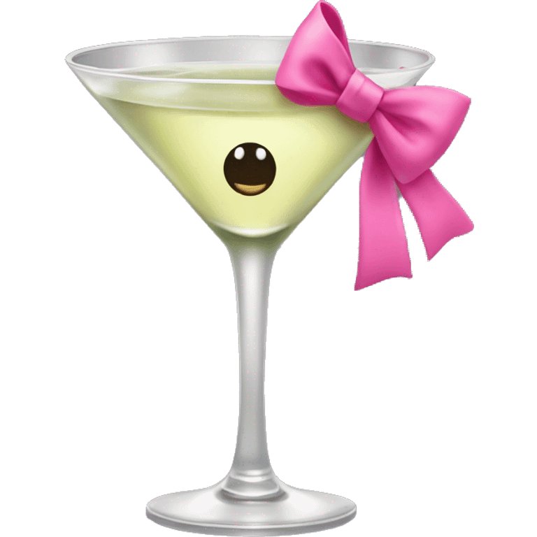 Dirty martini with a pink bow on the stem emoji