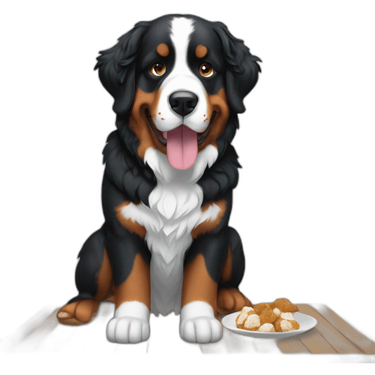 Bernese mountain dog eating snow emoji