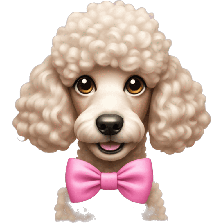 A poodle wearing a pink bow emoji