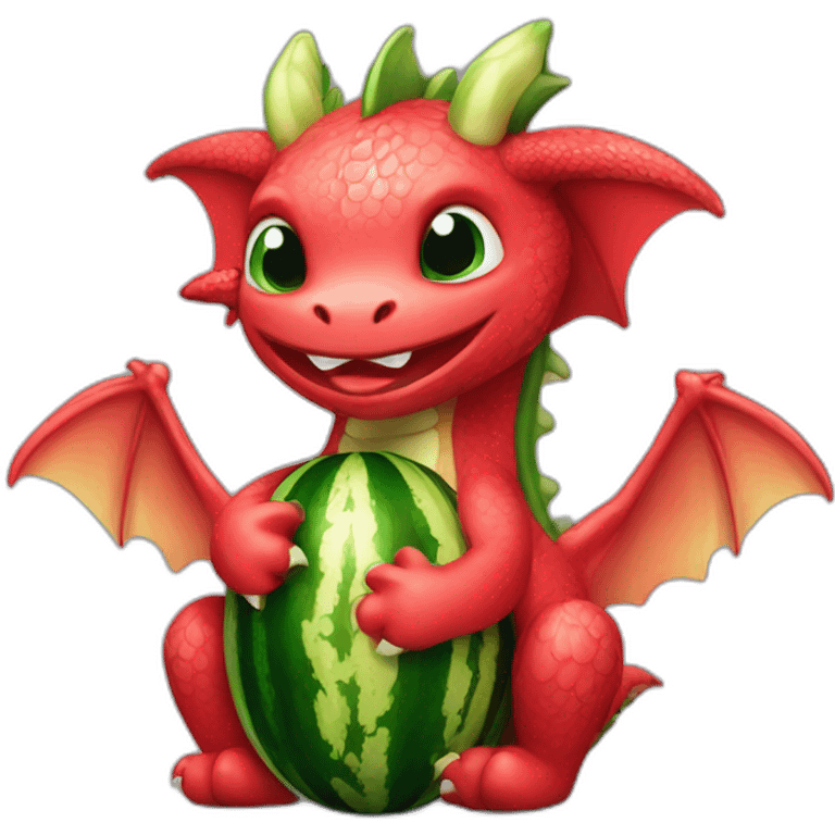 Dragon hugging watermelon  emoji