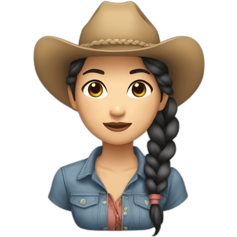 cowgirl asian braided hair emoji