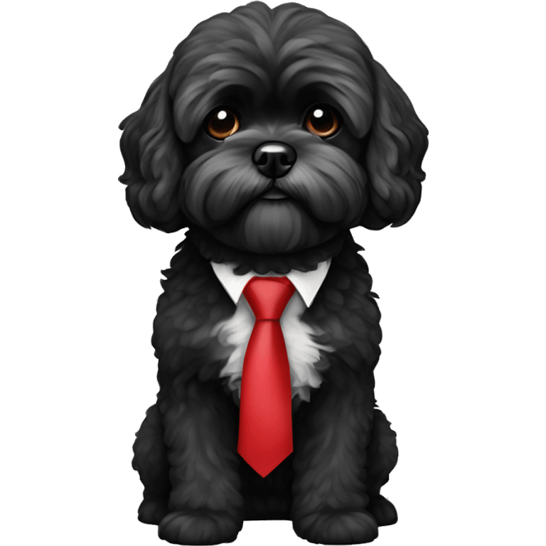 Black Shih poo with red tie emoji