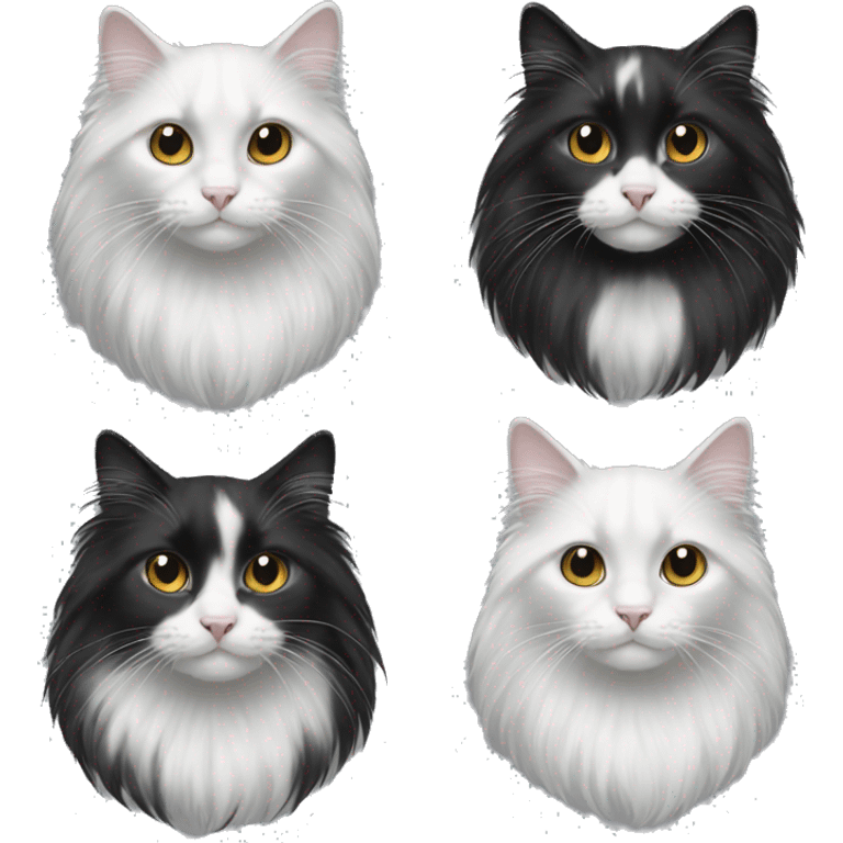 black and white cat long haired emoji