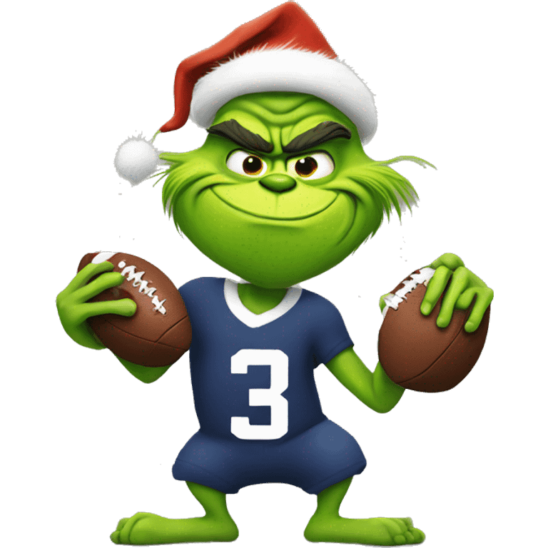 Grinch holding football emoji