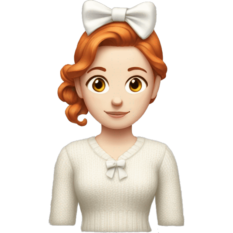 Red-haired girl with bow in hair with pale skin white sweater emoji