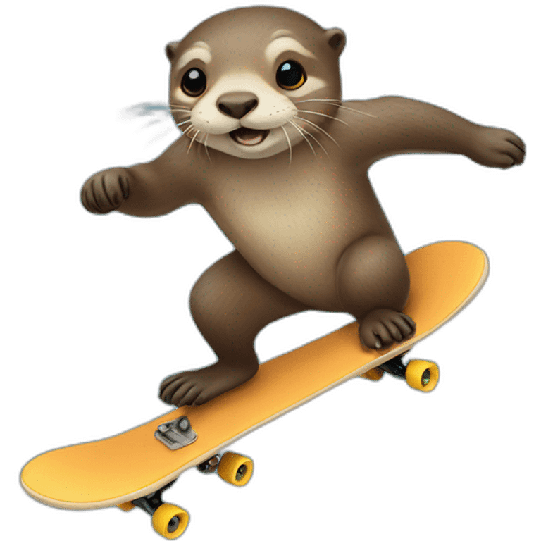 Otters skateboarding emoji