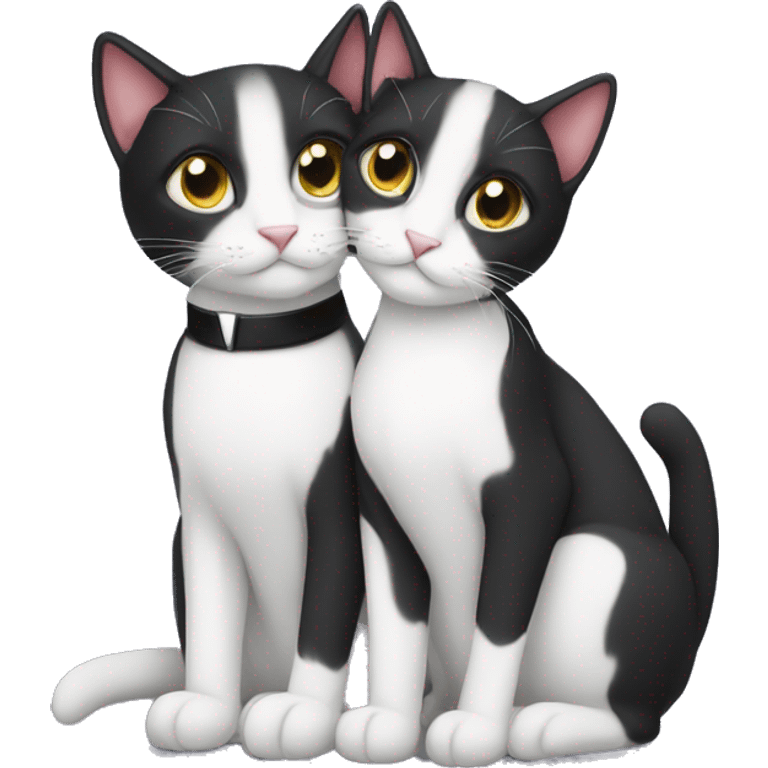 Two tuxedo cats cuddling cute emoji