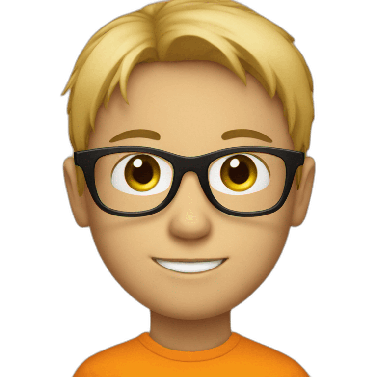 boy in black glasses on orange picture emoji