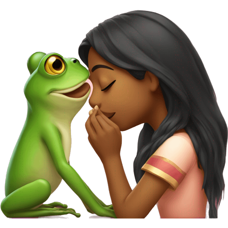 indian girl kissing a frog emoji