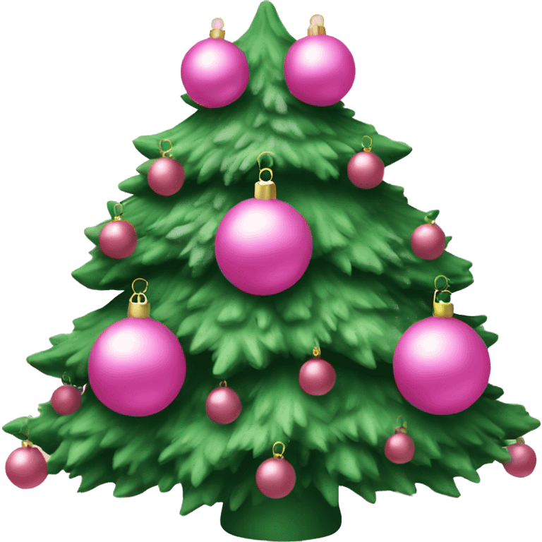 Green Christmas tree with pink ornaments ￼ emoji