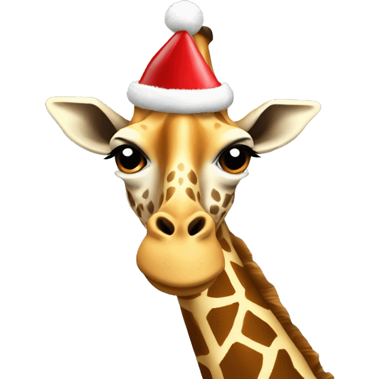 Giraffe wearing a Christmas hat  emoji