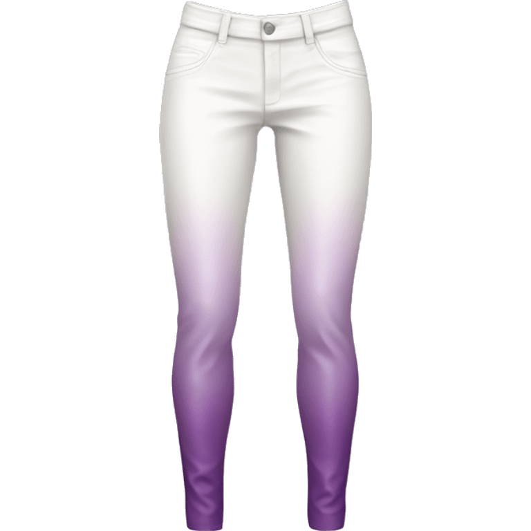 Realistic pair of white leather pants with taupe to light purple ombre sides isolated.  emoji