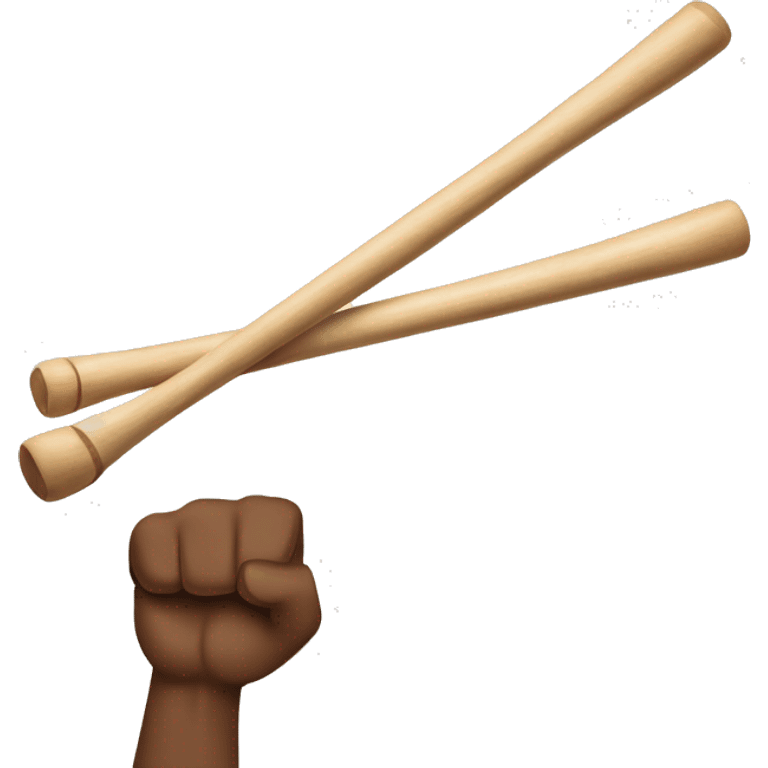 Pumped biceps while hand holding a pair of drum sticks emoji