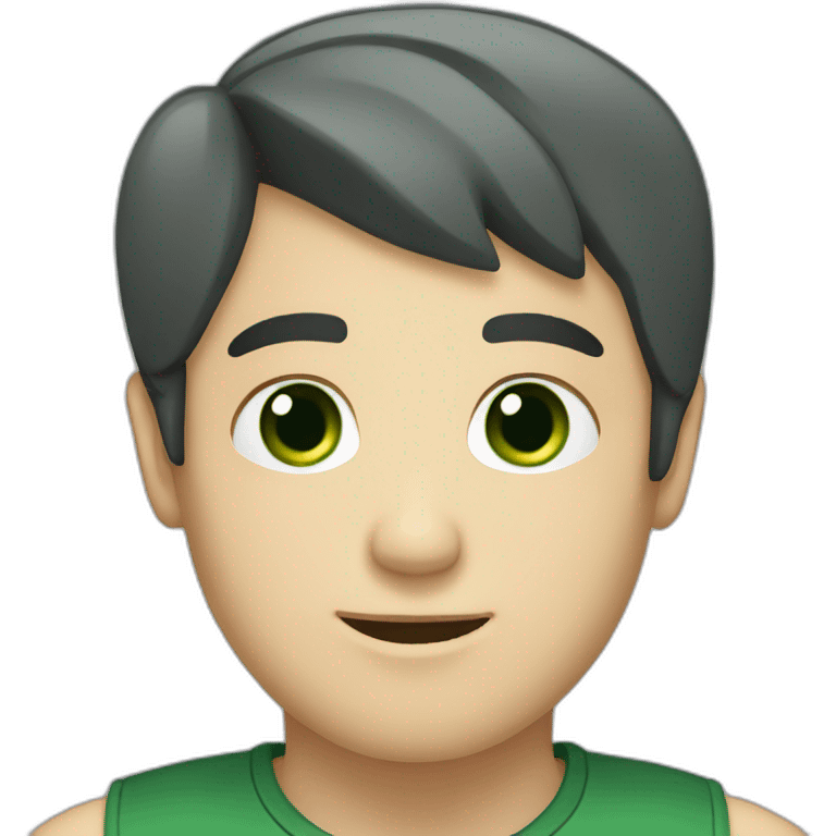 profile white male heart face black short hair with dark green eyes emoji