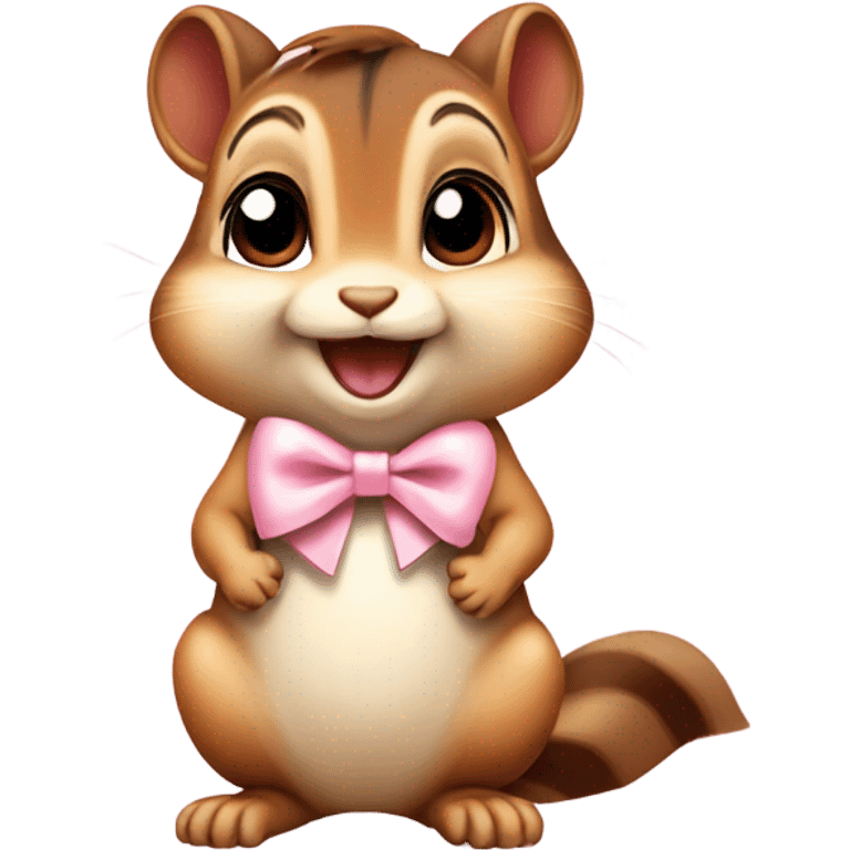 Cute kind Chipmunk with light pink bow emoji