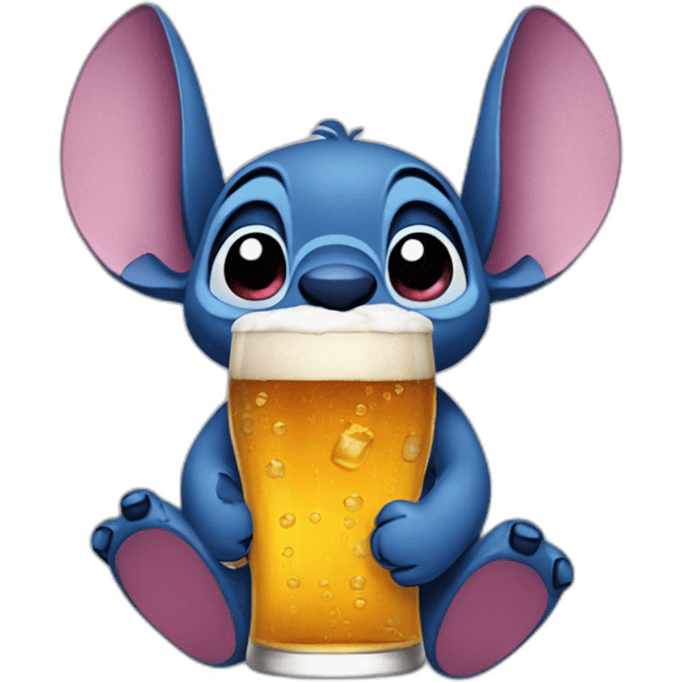 Stitch drinks beer emoji