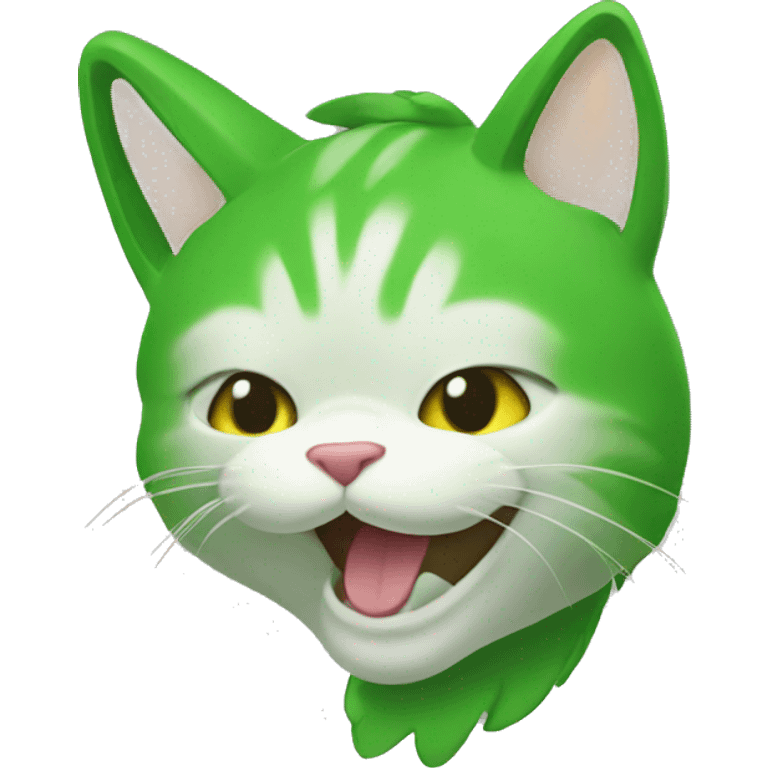 Un chat vert emoji