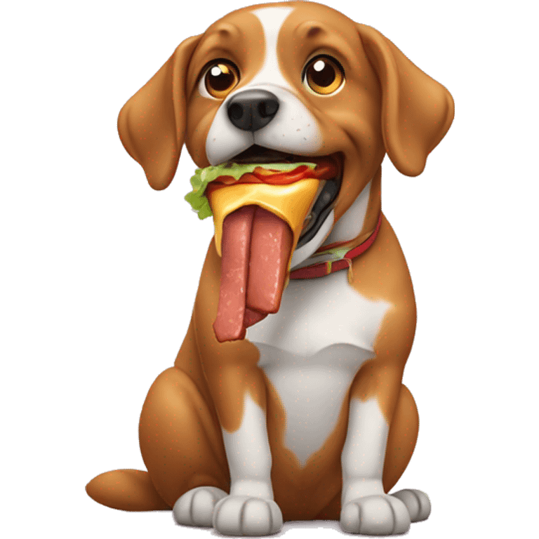 dog eating burger emoji