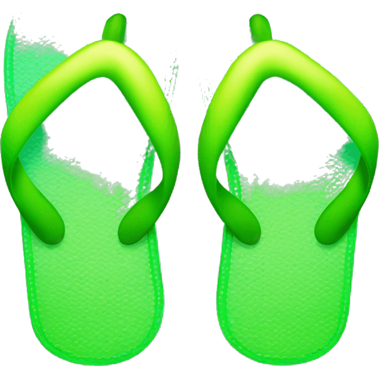 Realistic lime green gradient pair of summer flip flops isolated. emoji