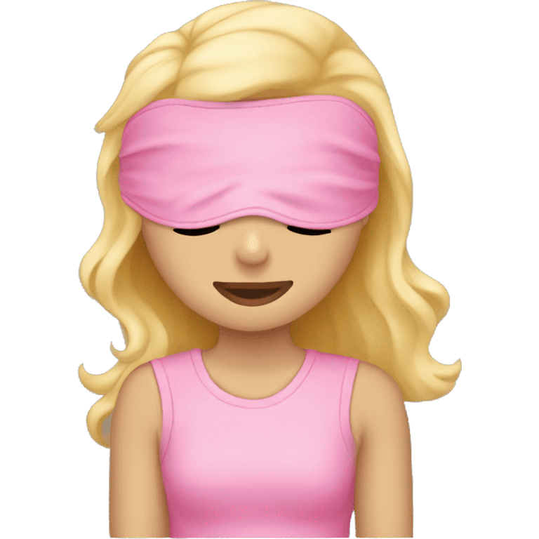 blond girl sleeping and and wearing a pink sleep mask emoji