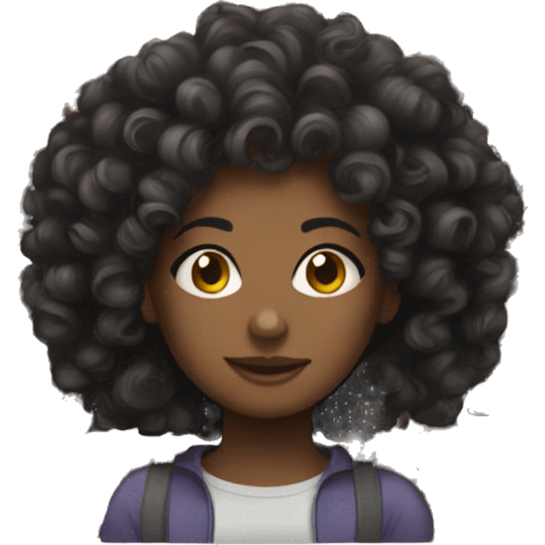 Curly haired  black skin girl  emoji