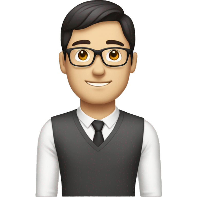 white male with short dark hair, rectangular glasses emoji