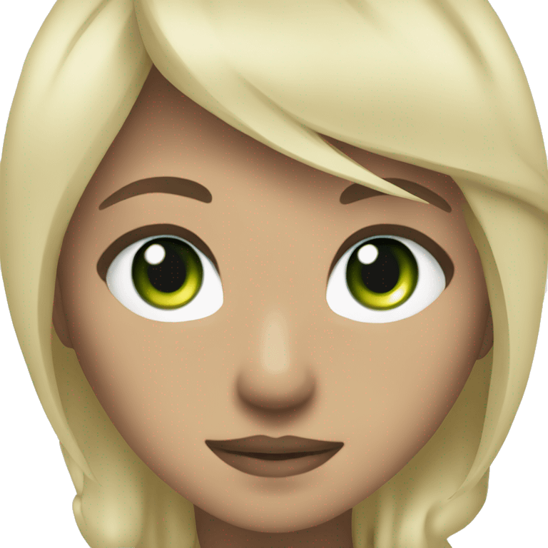 emoji for twitch, anime chibi-style, girl, one green eye and one blue eye, ashy blonde hair. emoji