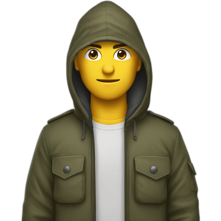 Un homme avec une cagoule et tenant une arme emoji