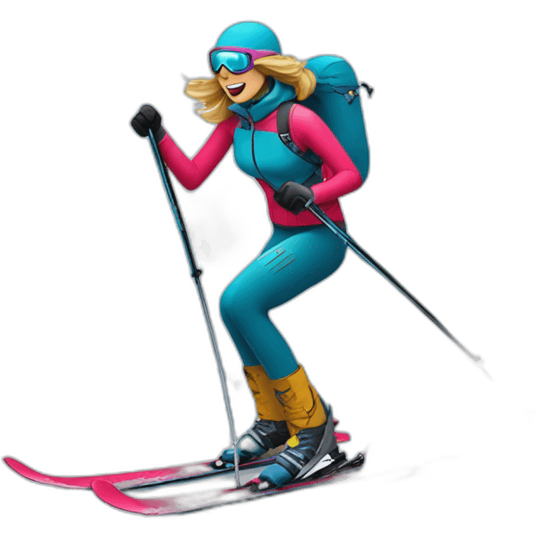 super wooman back country skiing emoji