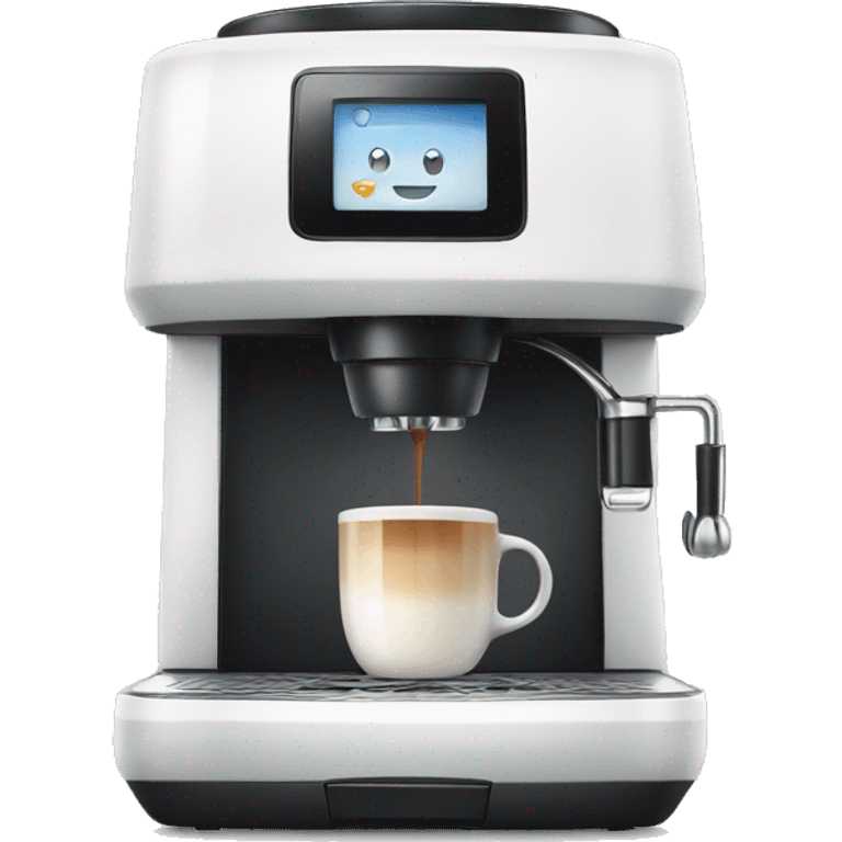 Coffee machine with mug and milk emoji