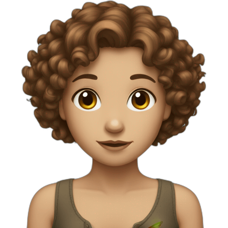 curly, brown haired girl with dragonfly in hair emoji