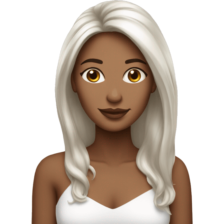 Rostro de mujer blanca con pecas, pelo largo color chocolate emoji