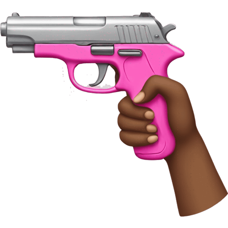 Girl hand holding pink gun emoji