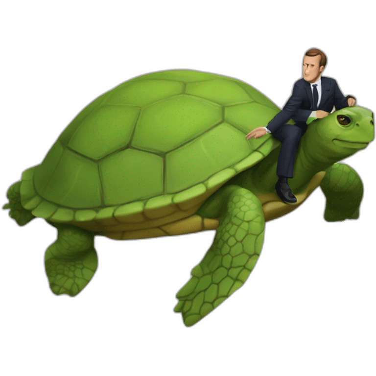 Macron sur une tortue emoji