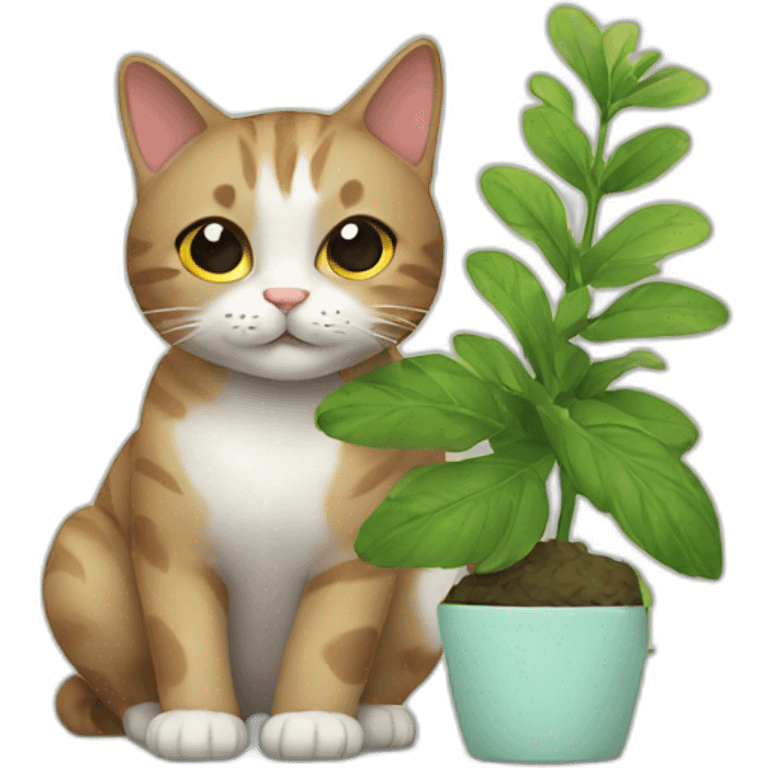 cat with a plant emoji