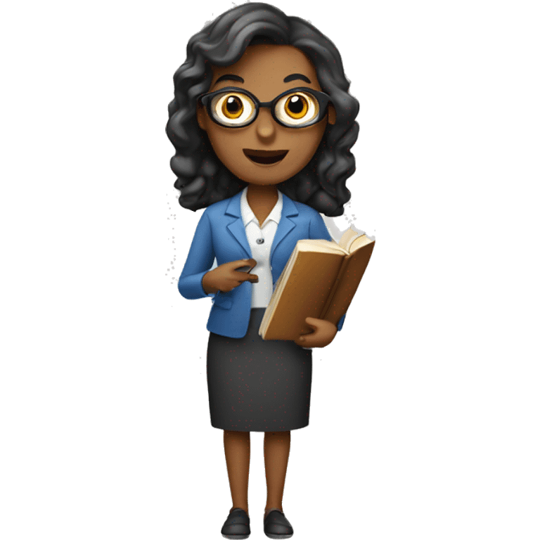 Teacher woman with a book and a pointer  emoji