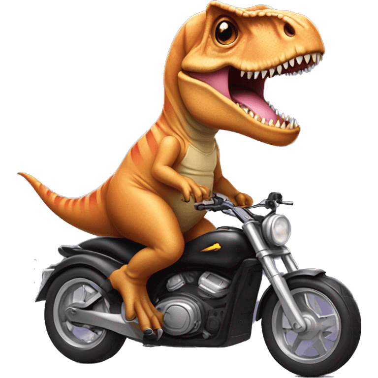 T. rex riding mini motorcycle in a tutu emoji