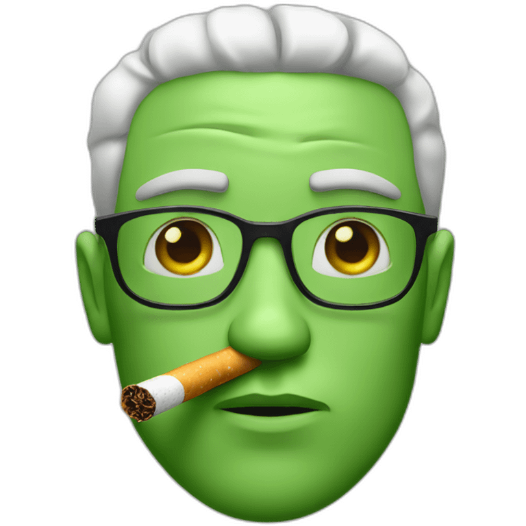 Man Smoking green cigarette weary tiredeyes emoji