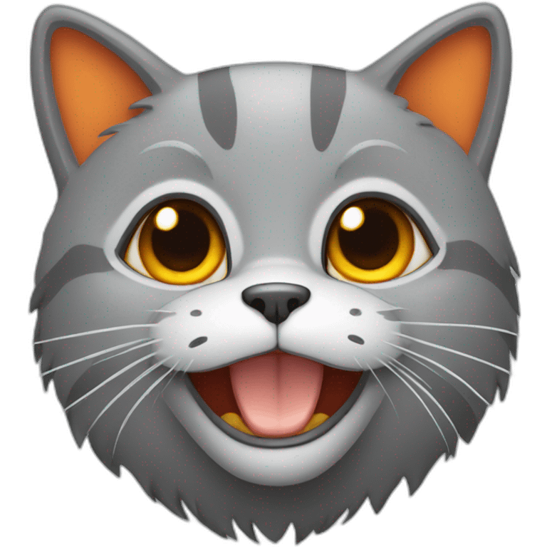 gray happy cat with orange eyes emoji