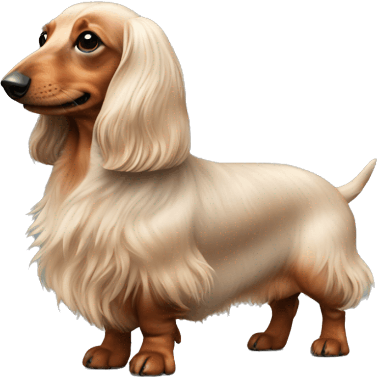 Chunky Miniature long haired dachshund whole body emoji