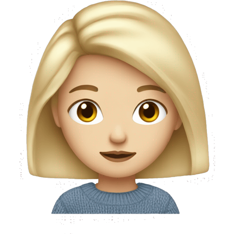 blonde hair blue eyed girl in sweater emoji