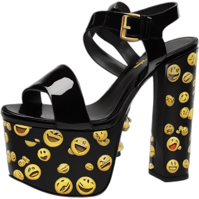 ysl black patent TRIBUTE PLATFORM SANDAL PATENT LEATHER emoji