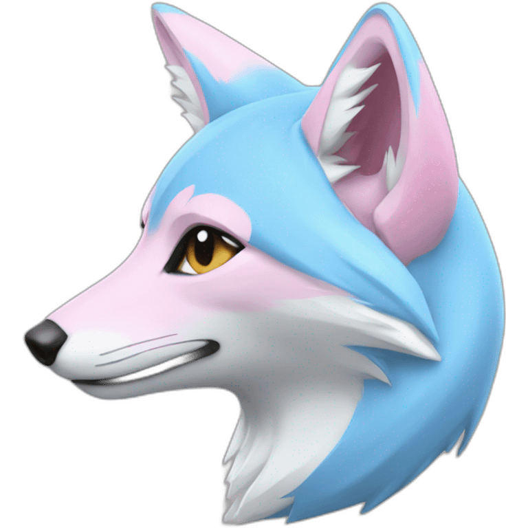 half light blue half light pink fox emoji