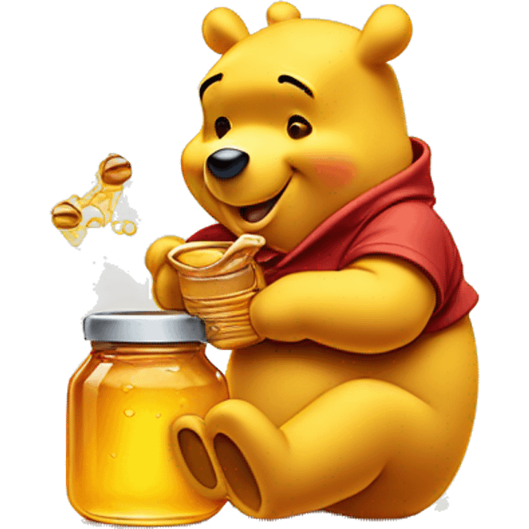 Winnie the Pooh eating out of honey pot emoji