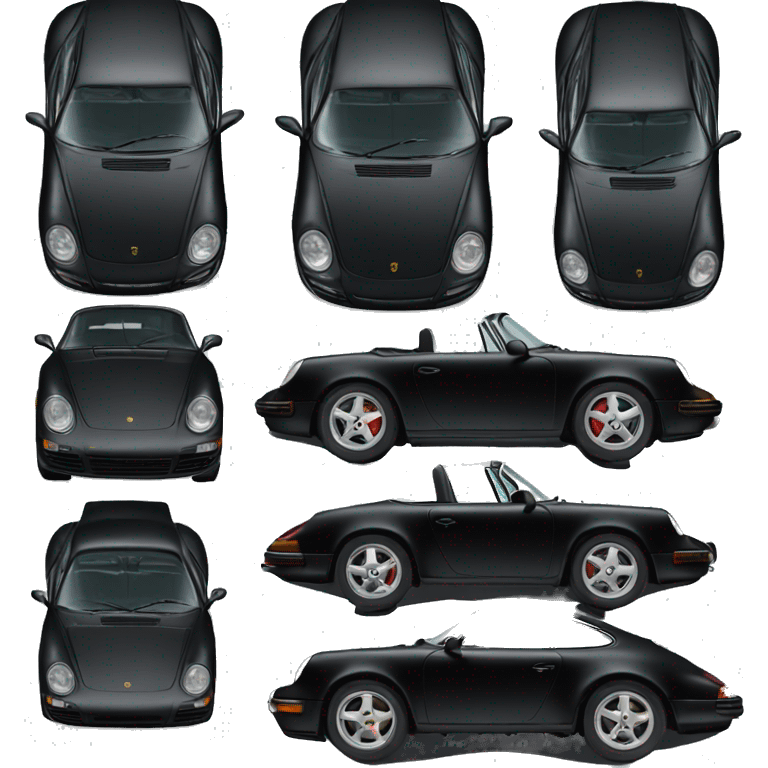 Realistic black Porsche  emoji