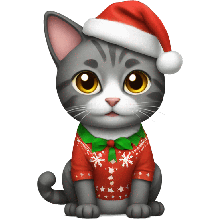 Cat wearing a Christmas outfit  emoji