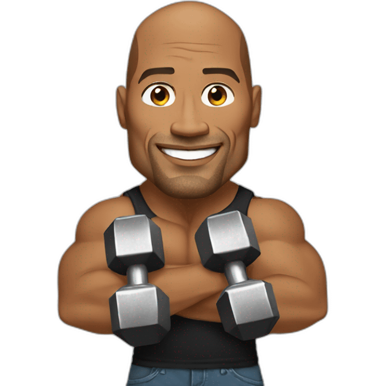 Dwayne Johnson with dumbell emoji