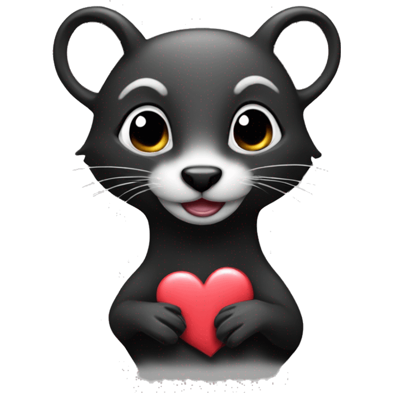 cute black weasel with hearts emoji