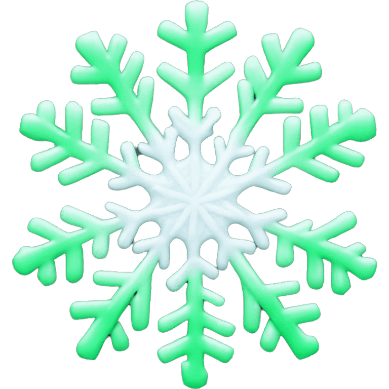 Realistic white to green gradient snowflake.   emoji