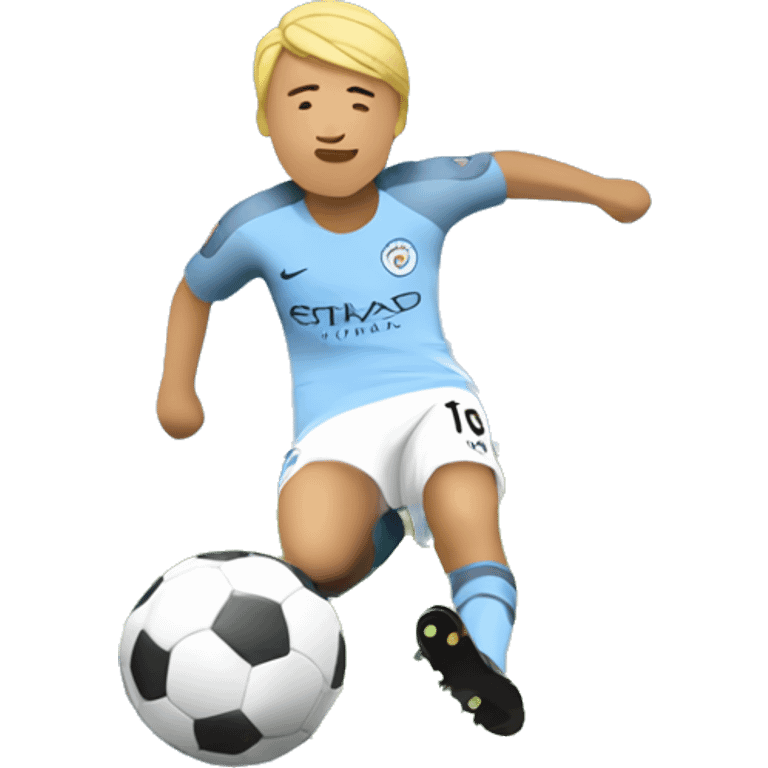 Haaland scoring a goal and the ball being the Manchester City logo emoji